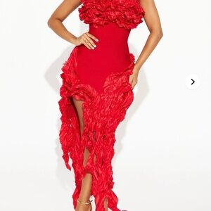 Fashion Nova Vibrant Red Asymmetrical Dress